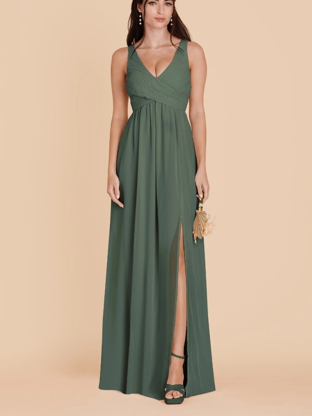 Birdy Grey Laurie In Eucalyptus - V-Neck Maxi Dress with Front Slit